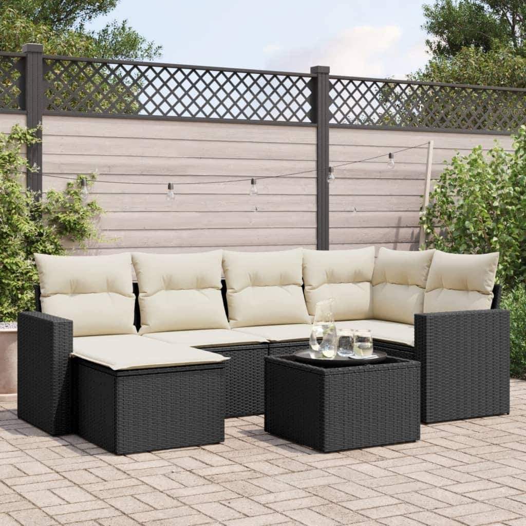 vidaXL Garden Sofa Set Black, Cream White - 21.7 x 21.7 x 14.6