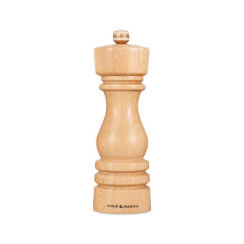 Cole & Mason London Natural Beech Salt Mill 7" - Stylish, Durable, Adjustable Grind Mechanism