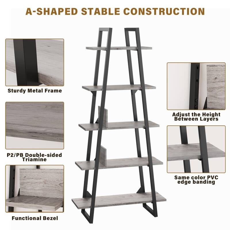 5 Tier Ladder Bookshelf