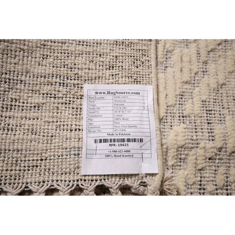 All-Over Moroccan Abstract Area Rug Handmade Wool Carpet - 7'11"x 10'4"