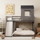 preview thumbnail 1 of 44, Friendly Design Twin Over Full Bunk Bed, Loft Bed with Playhous Antique Gray