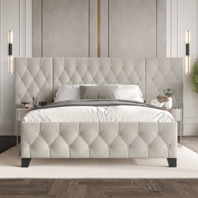 CraftPorch Modern Button Tufted Diamond Bed