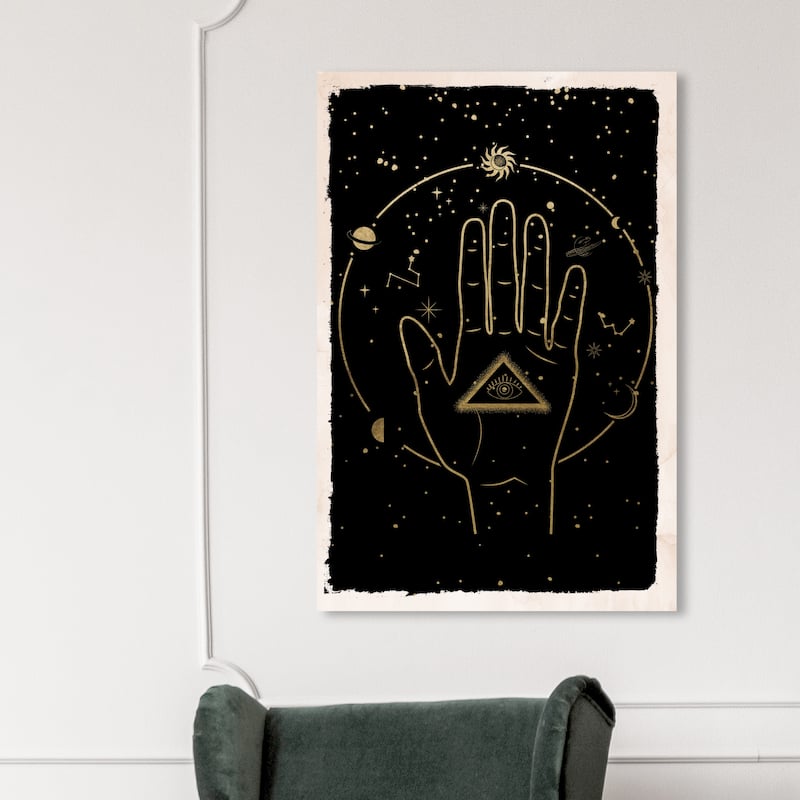 Illuminati Hand, Illuminati Eye Galaxy Modern Black Canvas Wall Art ...