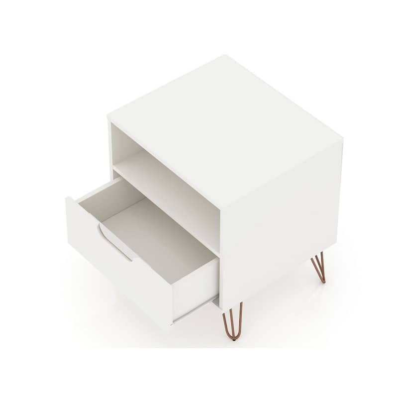 Manhattan Comfort Rockefeller 1-Drawer Nightstand (Set of 2)