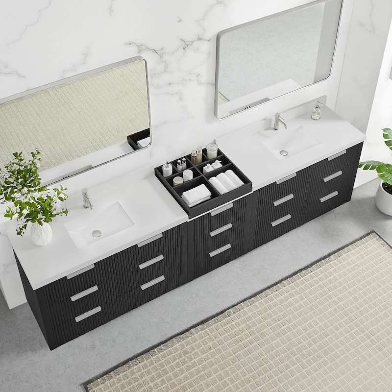 Santarem Double Vanity with Pure White Quartz Stone Top without Mirror