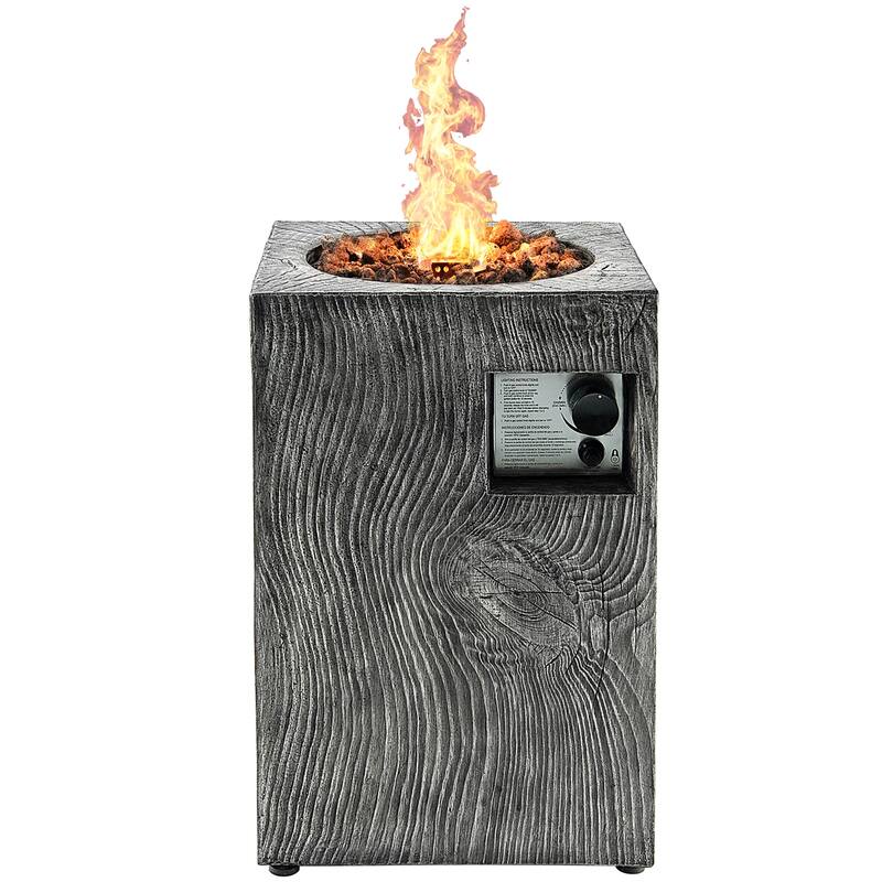 16'' Square Outdoor Propane Fire Pit w/Lava Rocks Waterproof Cover - Grey