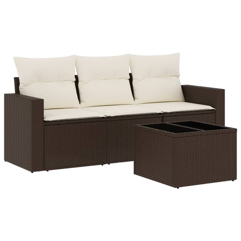 vidaXL Garden Sofa Set Brown, Cream White - 73.2 x 24.4 x 33.5 in