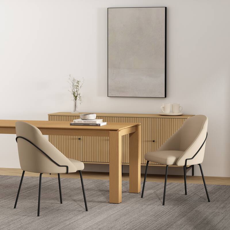 Manhattan Comfort Gracie Leatherette Dining Room Chair - Set of 2 - Tan and Black