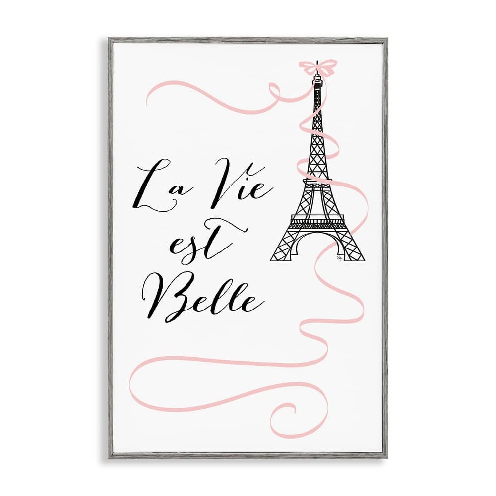 Stupell Life Is Beautiful French Phrase Framed Giclee Art Design By Martina Pavlova