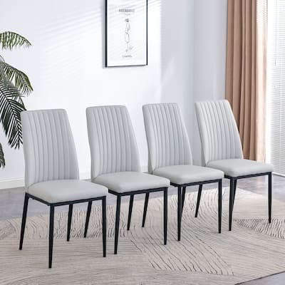 Modern Curved Back 4 Piece Kitchen Chairs Dining Chairs with Upholstered, Metal Legs for Dining Room Kitchen Living Room