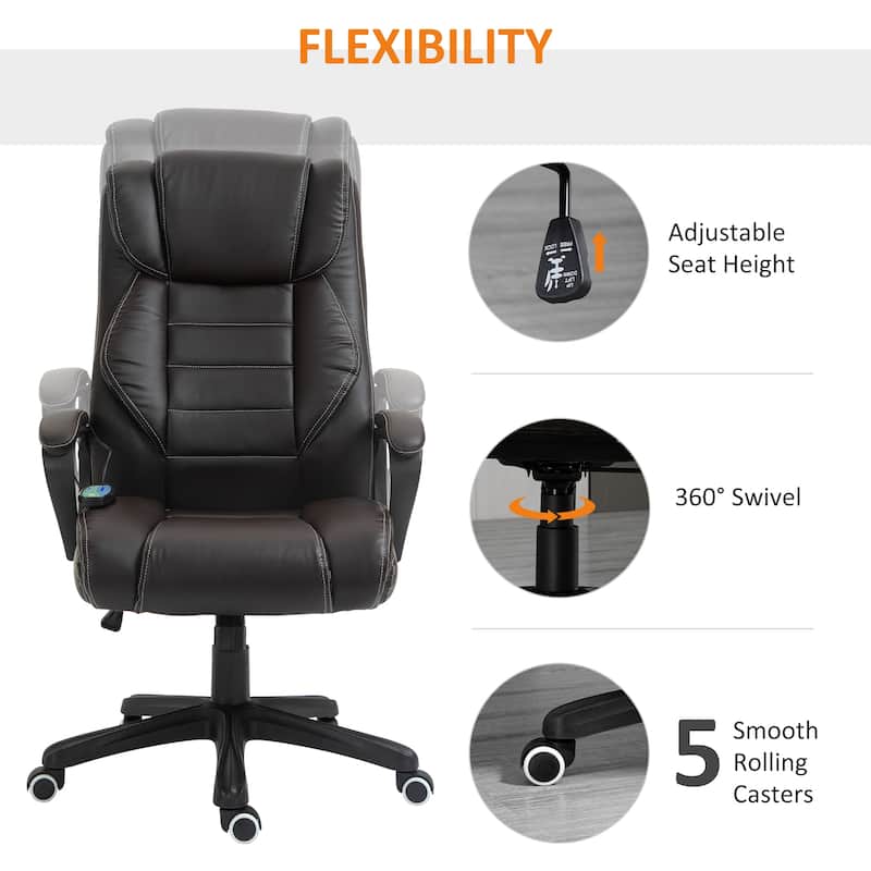 Vinsetto Massage Office Chair, High Back Executive Office Chair with 6-Point Vibration, Adjustable Height, Swivel Seat
