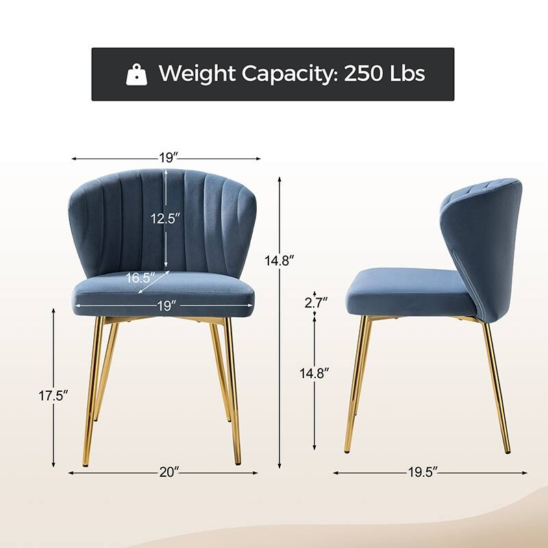 Aruna 20" Modern Velvet Tufted Back Accent Chair with Metal Legs by HULALA HOME