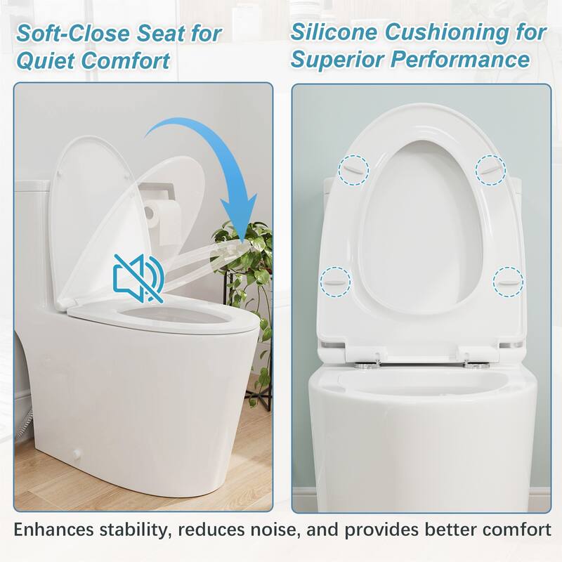 One-piece 1.0/1.28 GPF High Efficiency Dual Flush Elongated Toilet in Gloss White - N/A