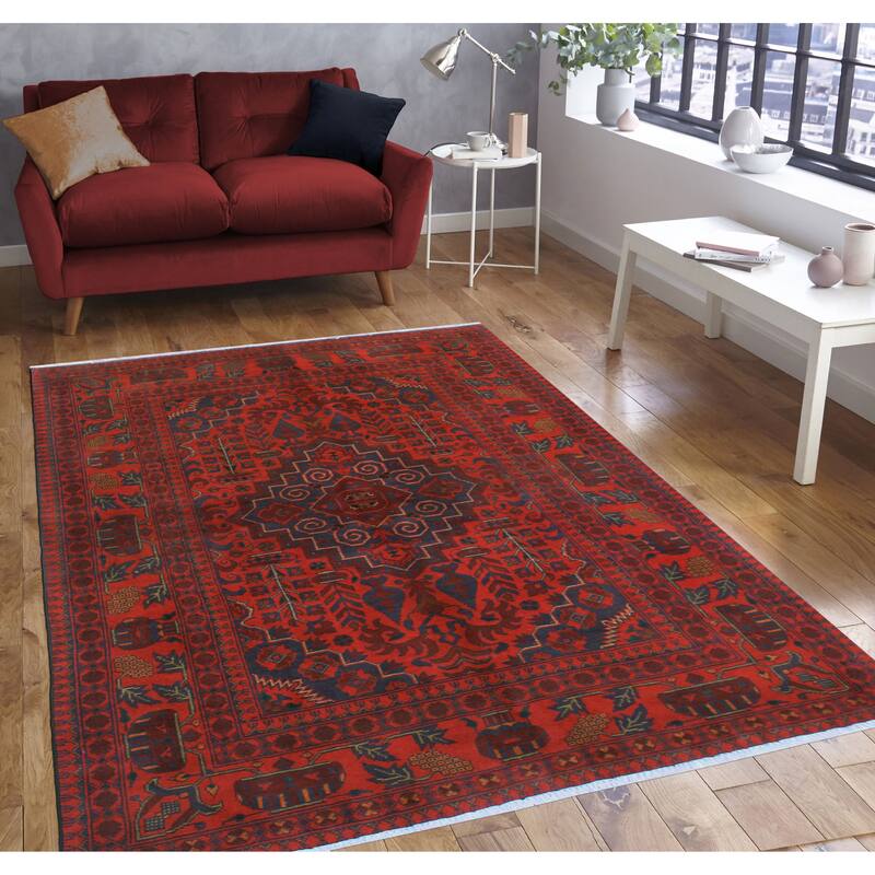Khal Mohammadi Nurten Red/Navy Rug - 4'11" x 6'5"