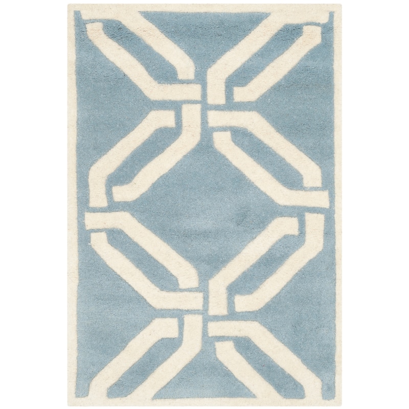 SAFAVIEH Handmade Chatham Jablenka Modern Wool Rug - 2' x 3' - Blue/Ivory
