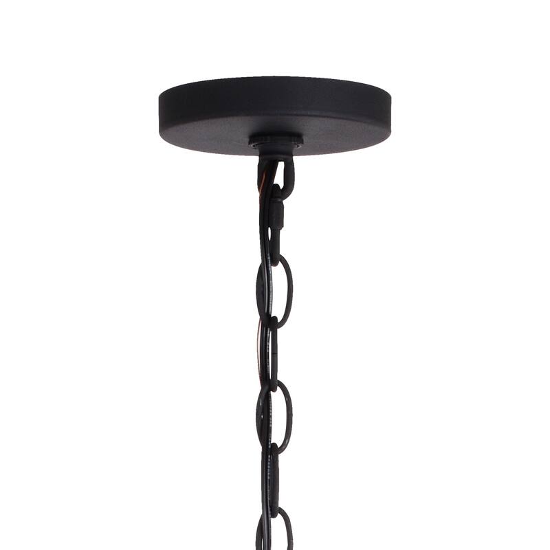 Montclare Black and White Ash Wood Farmhouse Cage Pendant Ceiling Light