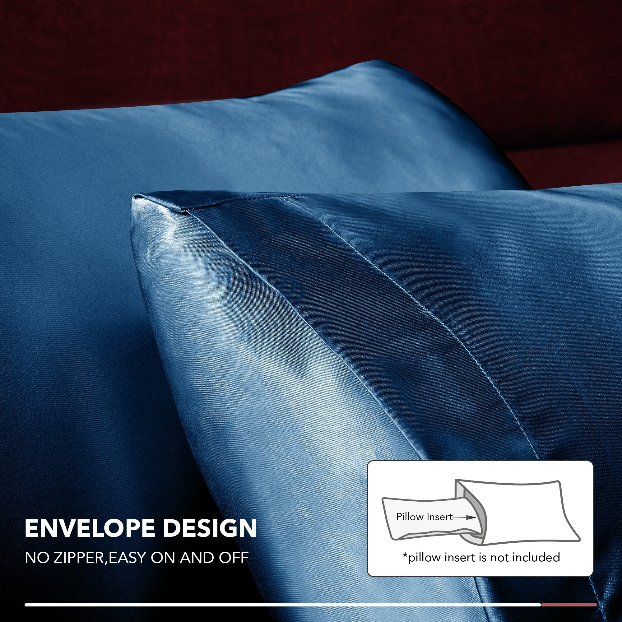 Deconovo Silk Satin Pillowcases 2 PCS Cover Only On Sale Bed