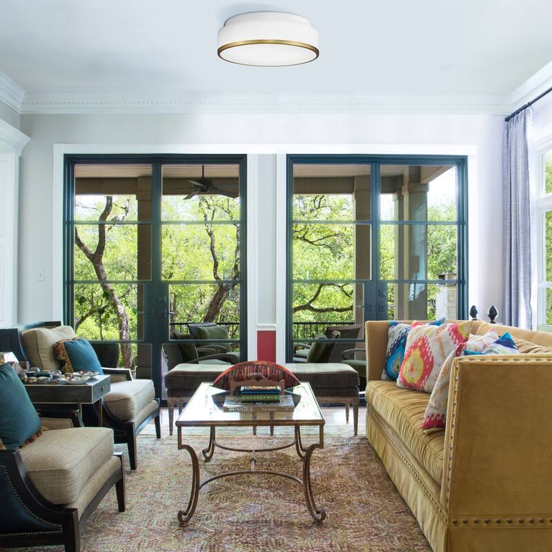 Flush Mount Ceiling Light with Frosted Glass Shade - N/A