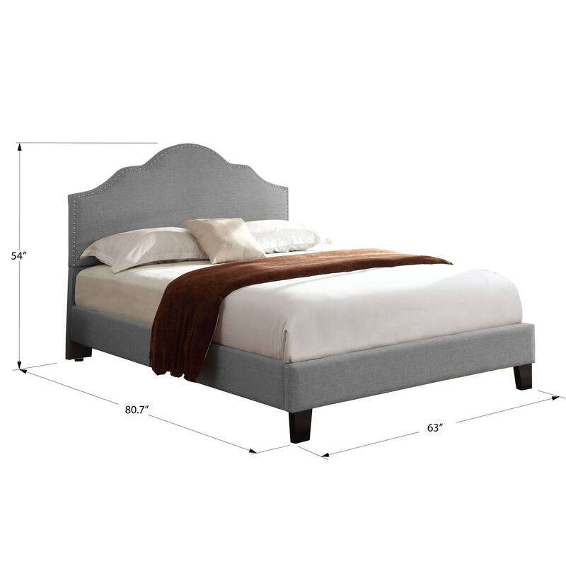 Queen Size Solid Wood Upholstered Platform Bed with Foam Padding and Transitional Style