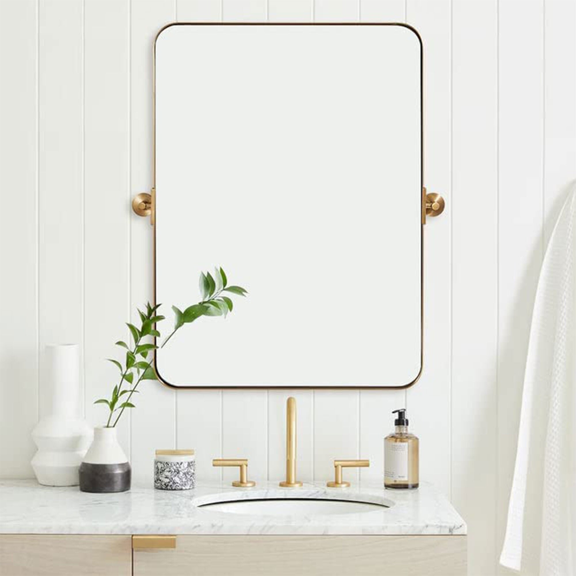 ANDY STAR 20 x 30 Inch Rectangular Tilting Modern Vanity Mirror, Brushed  Gold 15.32 On Sale Bed Bath  Beyond 36762053