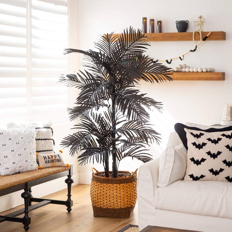 6-ft Artificial Halloween Black Golden Cane Tree