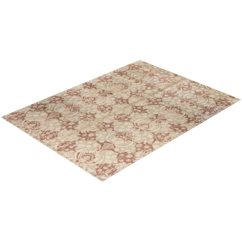 Ikat One-of-a-Kind Hand-Knotted Area Rug - Brown, 9' 2" x 12' 4" - 9' 2" x 12' 4"