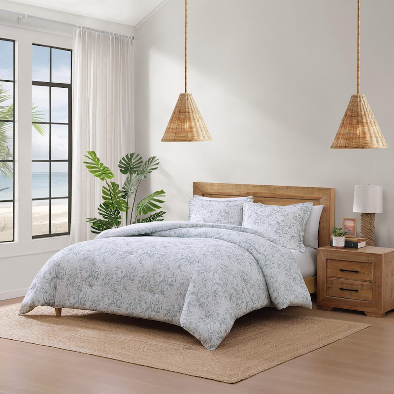 Tommy Bahama Orchid Bay Cotton Reversible Blue Comforter Set