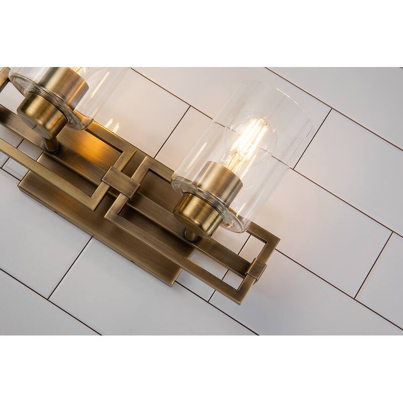 Modern 2 Light Bath Vanity Light in Aged Brass