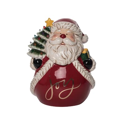 Transpac Ceramic 10.25 in. Multicolored Christmas Vintage Santa Cookie Jar