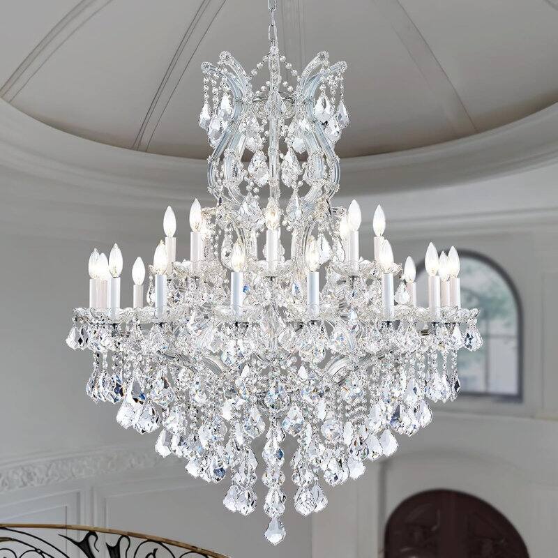 KAYLA Large Crystal Chandelier-24-Light Chandelier Light Fixture Modern Maria Theresa Crystal Chandeliers