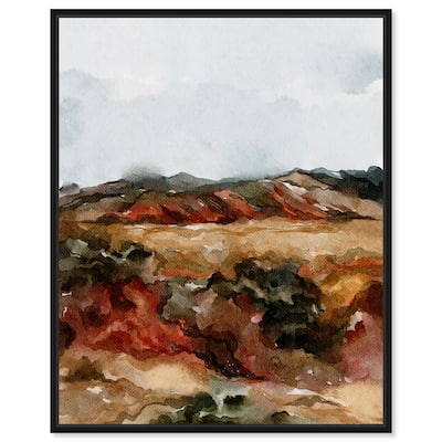 Art Remedy A Campfire Framed Landscape 1 Piece Canvas Wall Art Watercolor Style