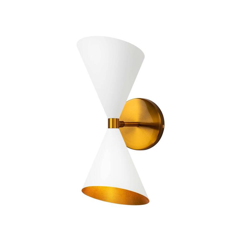 2-Light Modern Adjustable Head Cone Vanity Light Up&Down Dual Horn Hourglass Wall Sconce