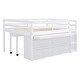 preview thumbnail 12 of 16, Full Size Loft Bed with Retractable Desk and Storage Drawers, Wooden Frame with Lateral Shelves