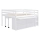 preview thumbnail 12 of 16, Functional Design Wood Loft Bed with Lateral Portable Desk, Drawers and Shelves, Full Size, White
