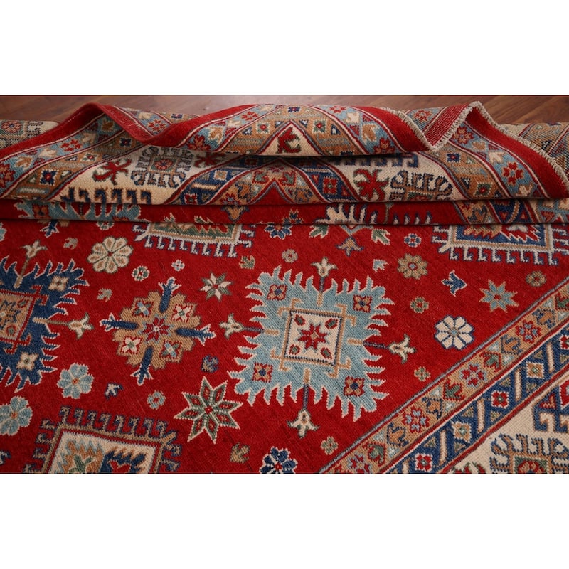 Red Kazak Area Rug Hand-Knotted Oriental Wool Carpet - 6'5" x 9'9"