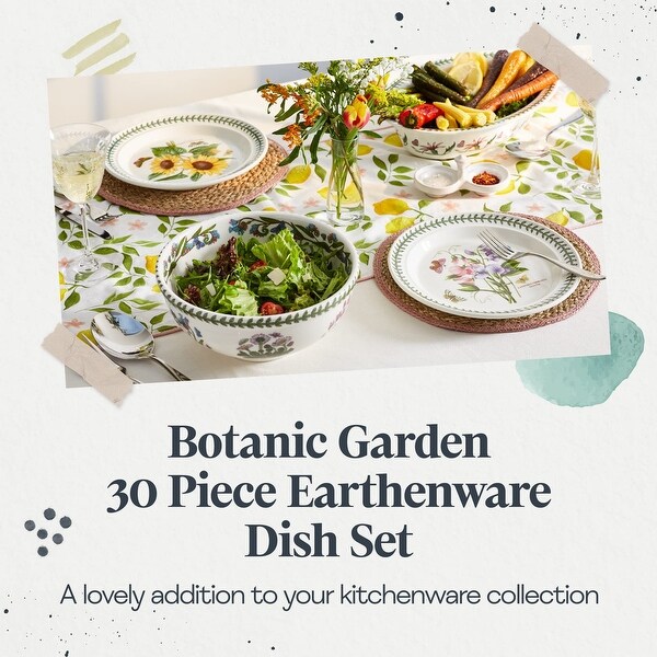 Portmeirion Botanic Garden 30-Piece Dinnerware Set - White and