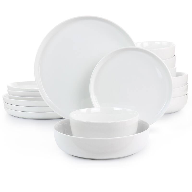 Pristine 16 Piece Round Fine Ceramic Dinnerware Set in White
