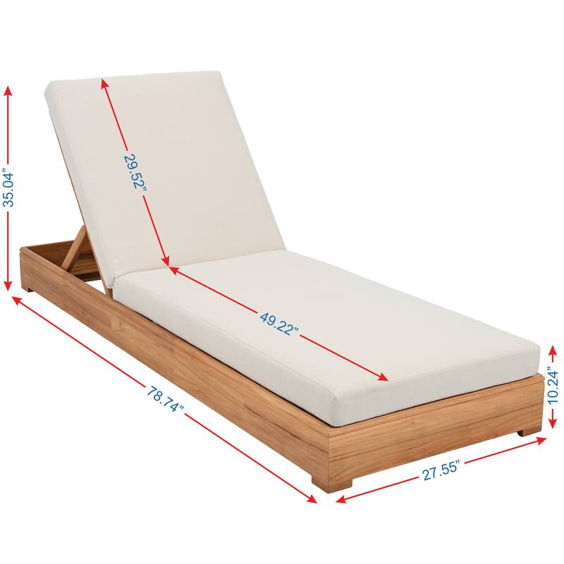 SAFAVIEH Couture Montford Brazilian Teak Chaise Lounge - 81"W x 33"D x 31"H