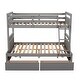 preview thumbnail 12 of 44, Versatility Twin over Full Wooden Kids Bed Bunk Bed with Two Storage Drawers,Ladder and Guardrails