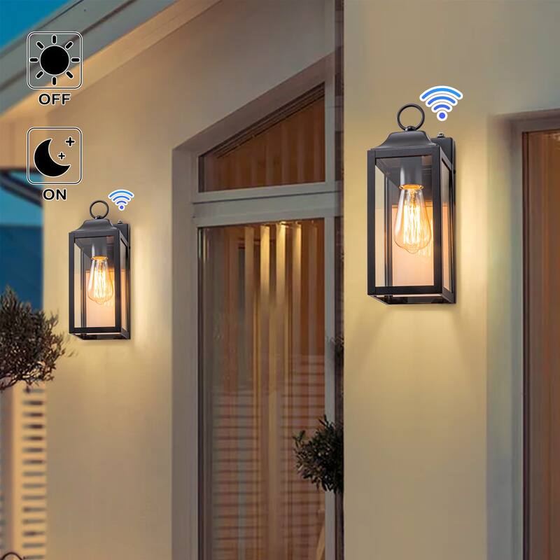 C Cattleya 2-Pack Matte Black Dusk to Dawn Outdoor Wall Sconce Light