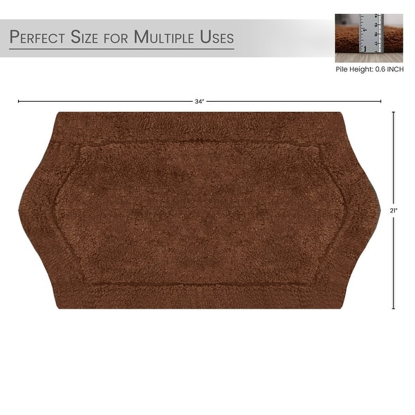 dimension image slide 7 of 15, Home Weavers Bathroom Rug, Cotton Soft, Water Absorbent Bath Rug, Non Slip Shower Rug Machine Washable 21"x34" Rectangle