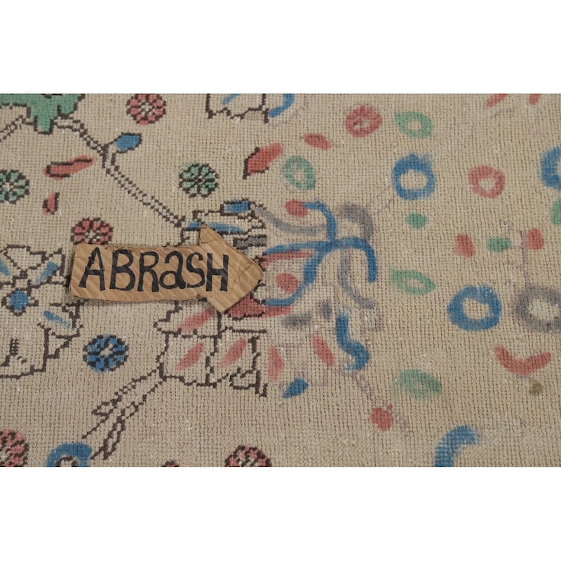 Hand Knotted Oriental 100% Wool Carpet Traditional All-Over Beige & Ivories Tabriz Area Rug - 12' 3'' X 9' 8''