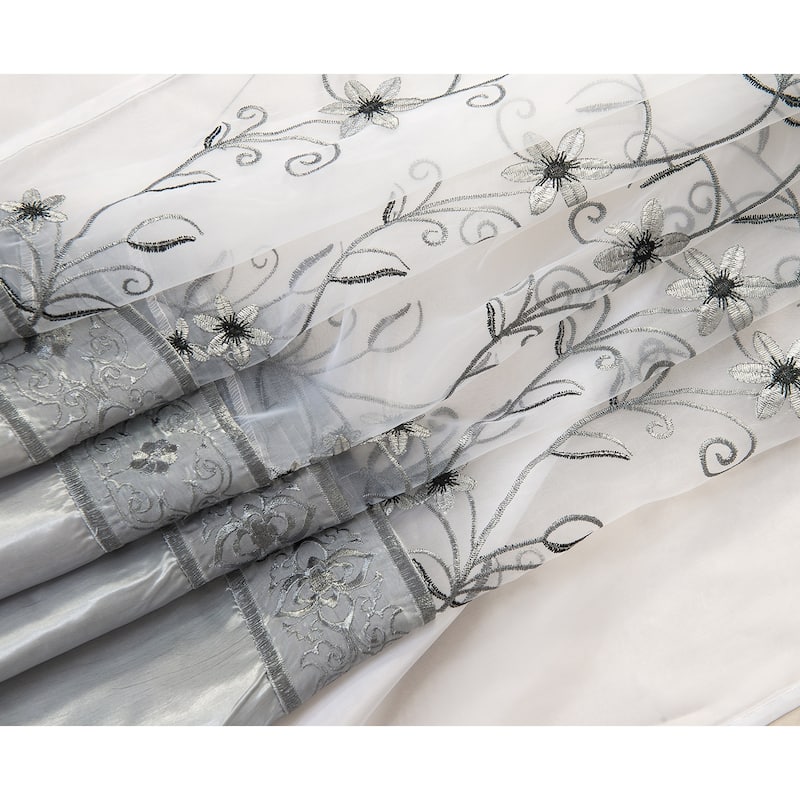 Priscilla Embroidered Window Curtain with Double Valance 90"