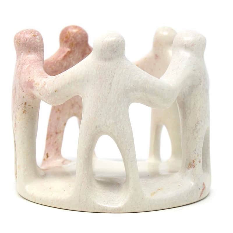 Handmade Soapstone Circle of Friends Sculpture (Kenya) - Cream