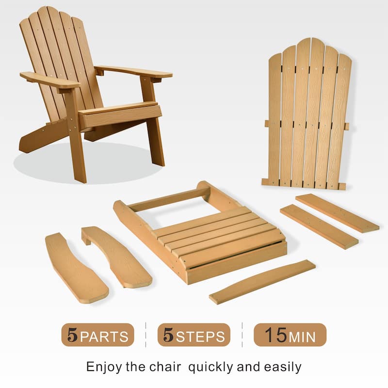 OVIOS Plastic Wood Adirondack Outdoor Patio Chair Set of 2