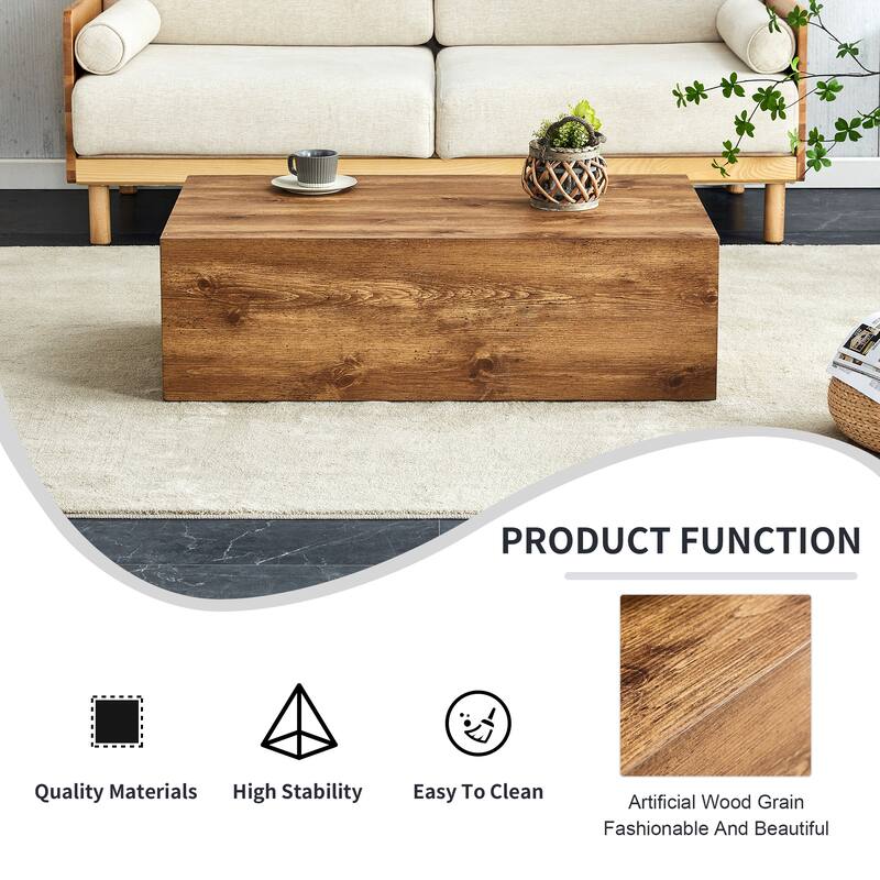 Modern MDF Coffee Table With Wood texture pattern -39.37x23.62x11.81 inches - stylish And durable Design