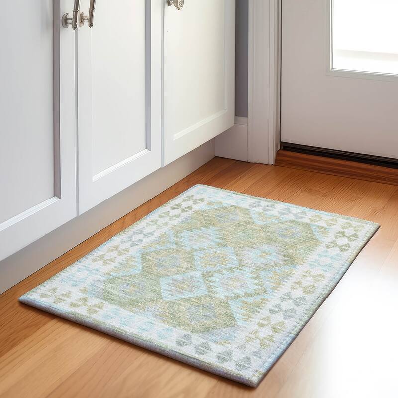 Machine Washable Indoor/ Outdoor Boho Global Chantille Rug