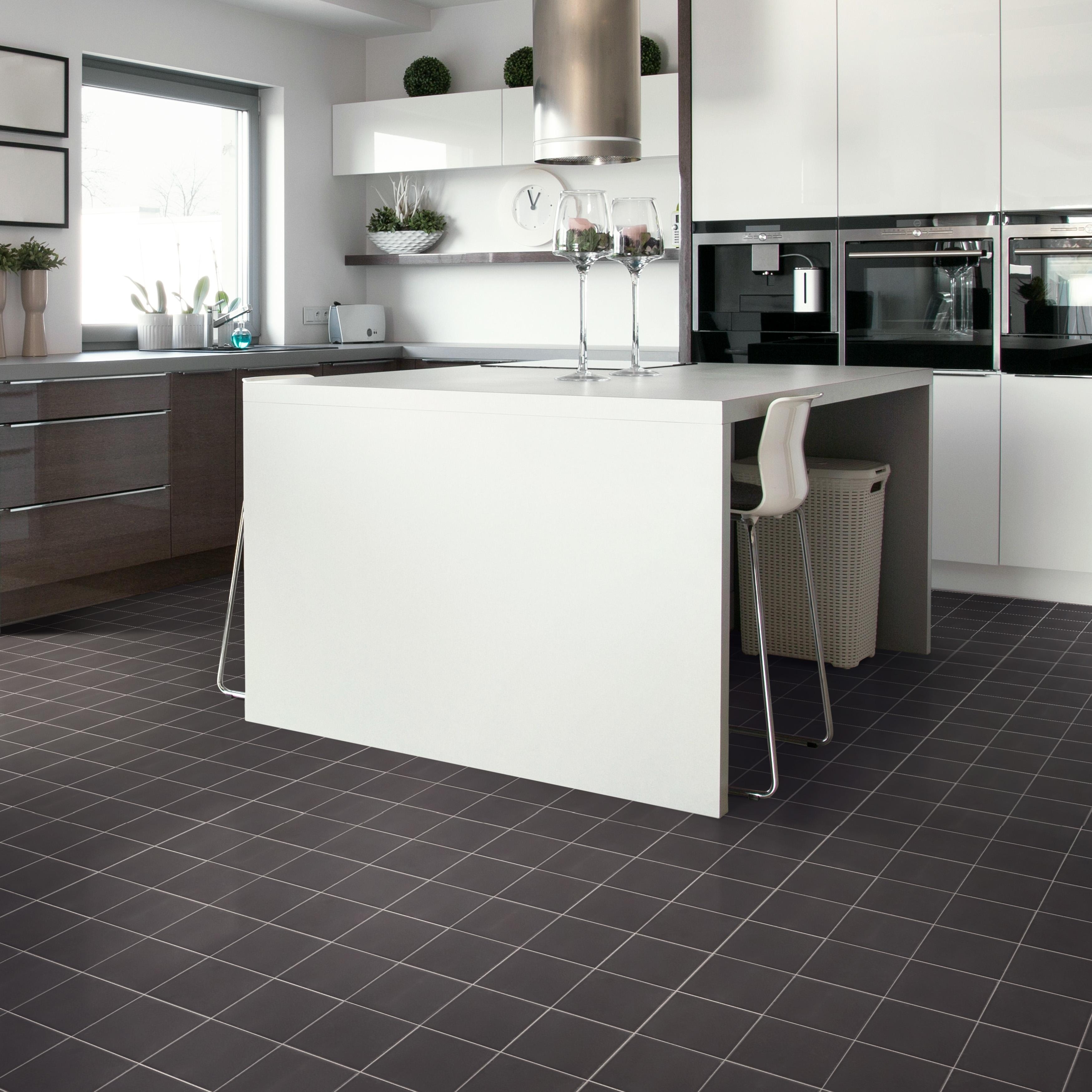 Merola Tile Quarry Black 7-3/4" x 7-3/4" Ceramic Floor and Wall Tile