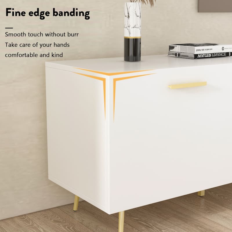 Timechee TV Stand for TVs up to 73"(Brown/White)