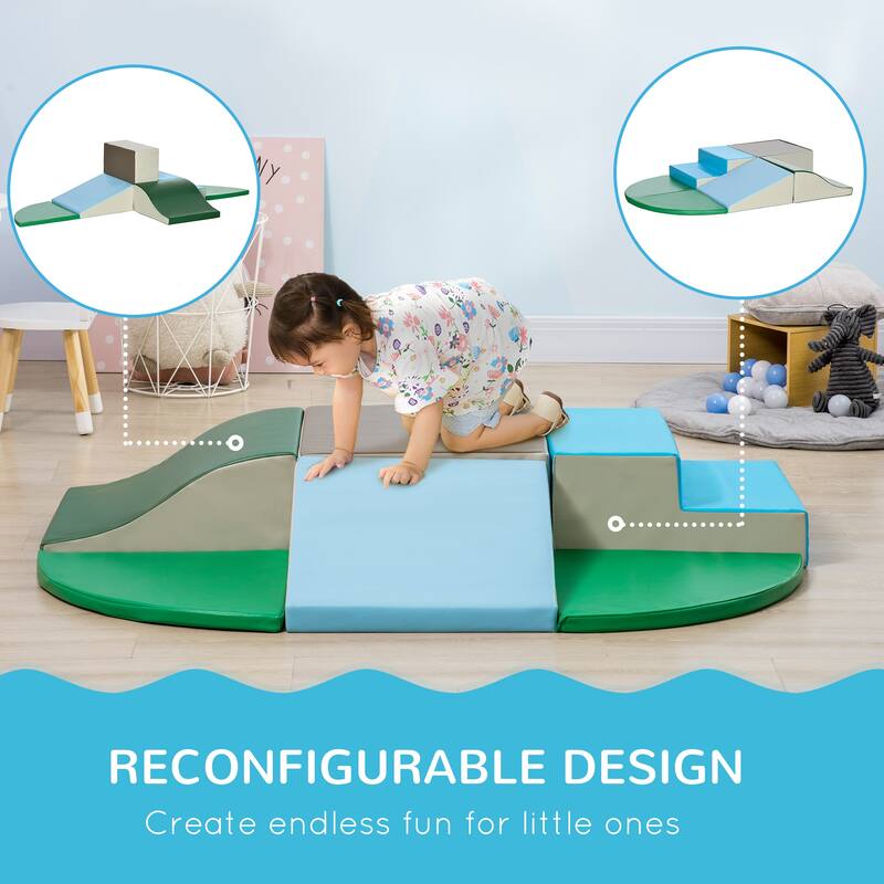 6 Piece Toddler Soft Foam Play Blocks Set Bright Colors Modular Educational Cushions Safe Durable for Kids